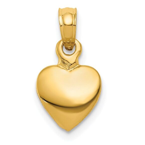 10K Yellow Gold Polished Solid 3D Heart Pendant
